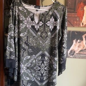 Stitch Olive & Black Paisley Blouse